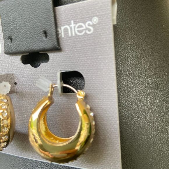 Thick Gold/Crystal Hoops Daisy Fuentes Fashion Earrings $16ea / 3 for $25 - Picture 5 of 8